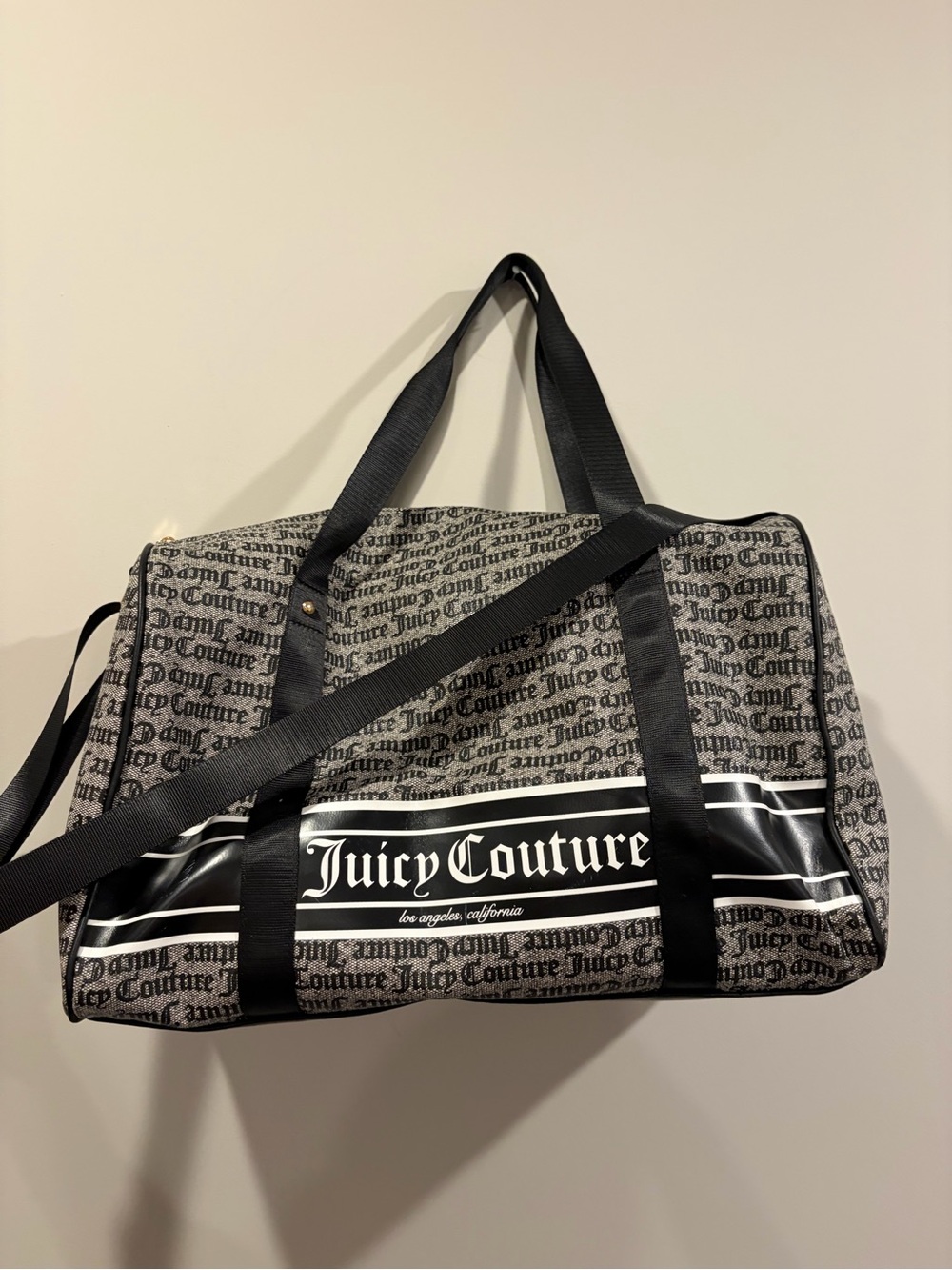 Juicy Couture Black and Gray Logo Duffel Bag